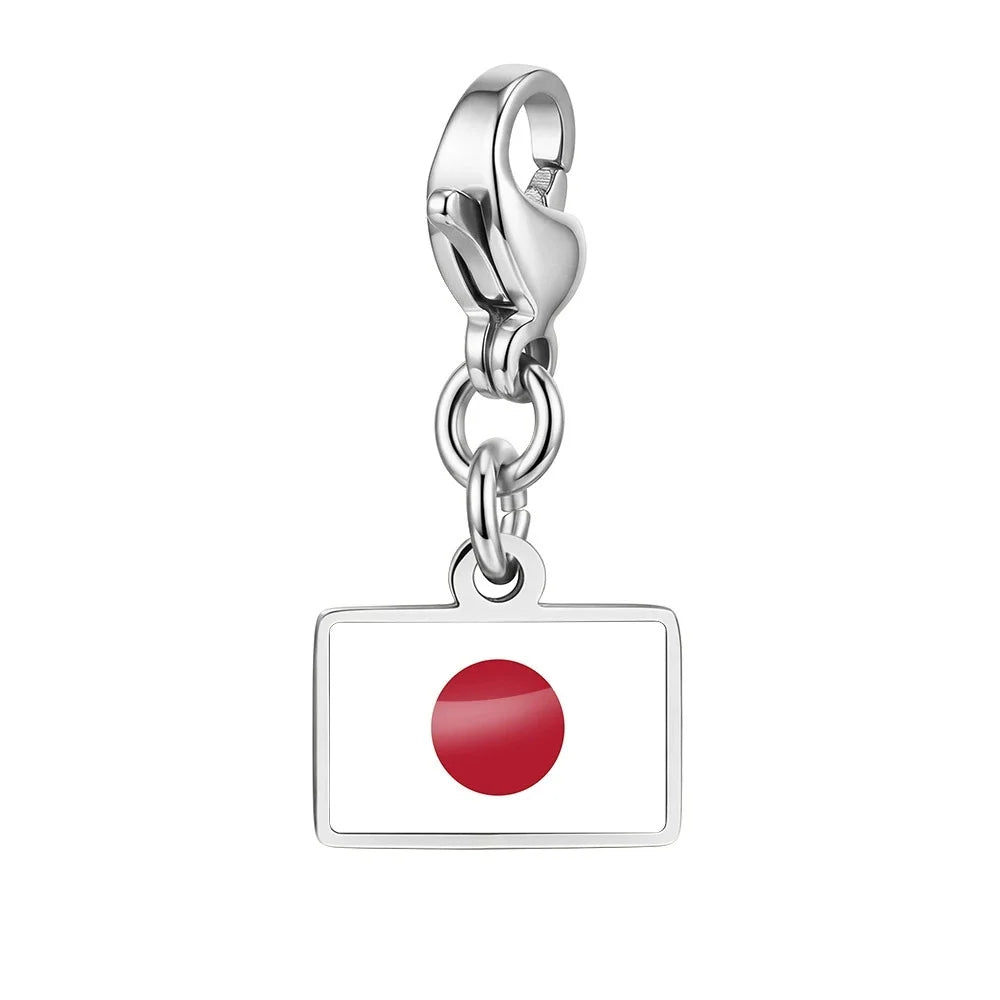 10mm Country Flag Charms Pendant Necklace Bracelet Keychain Bagchain Stainless Steel  Jewelry A Commemorative Gift For A Friend Pi-Mart