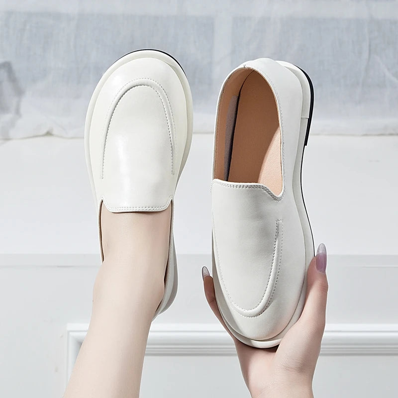 AIYUQI Loafers Women 2026 New Spring Round Toe One Foot Slip-on Shoes Women Genuine Leather Soft Flats Shoes Women Pi-Mart