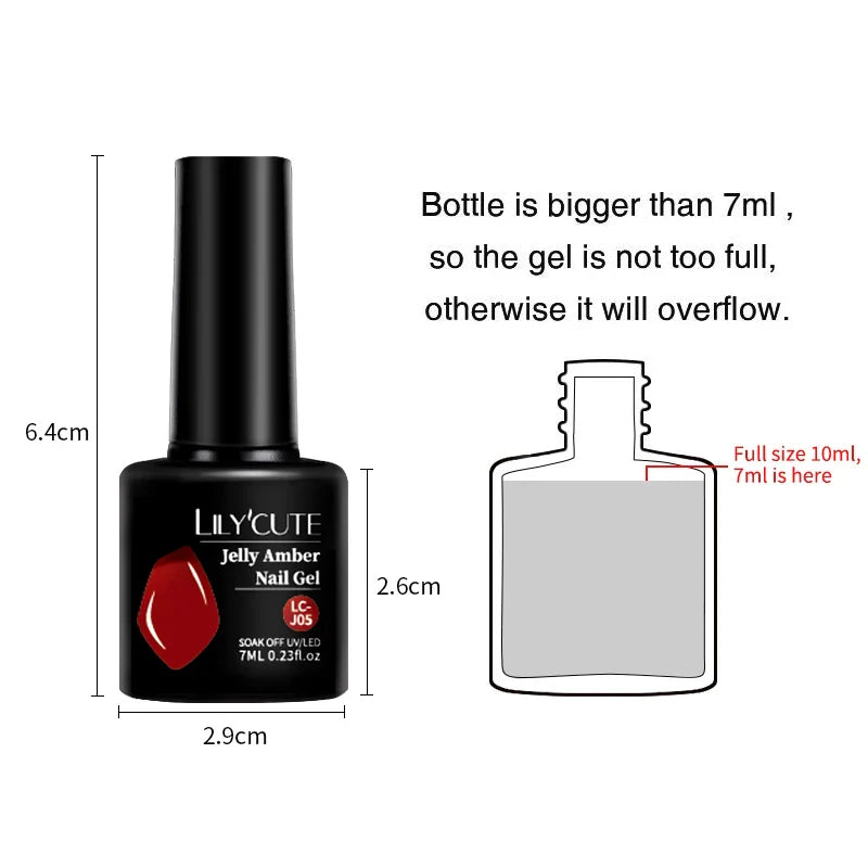 LILYCUTE 7ML Jelly Amber Gel Nail Polish Brown Crystal Translucent Dull Color Nail Art Gel Semi Permanent UV Gel Polish Varnish Tri Light Beauty