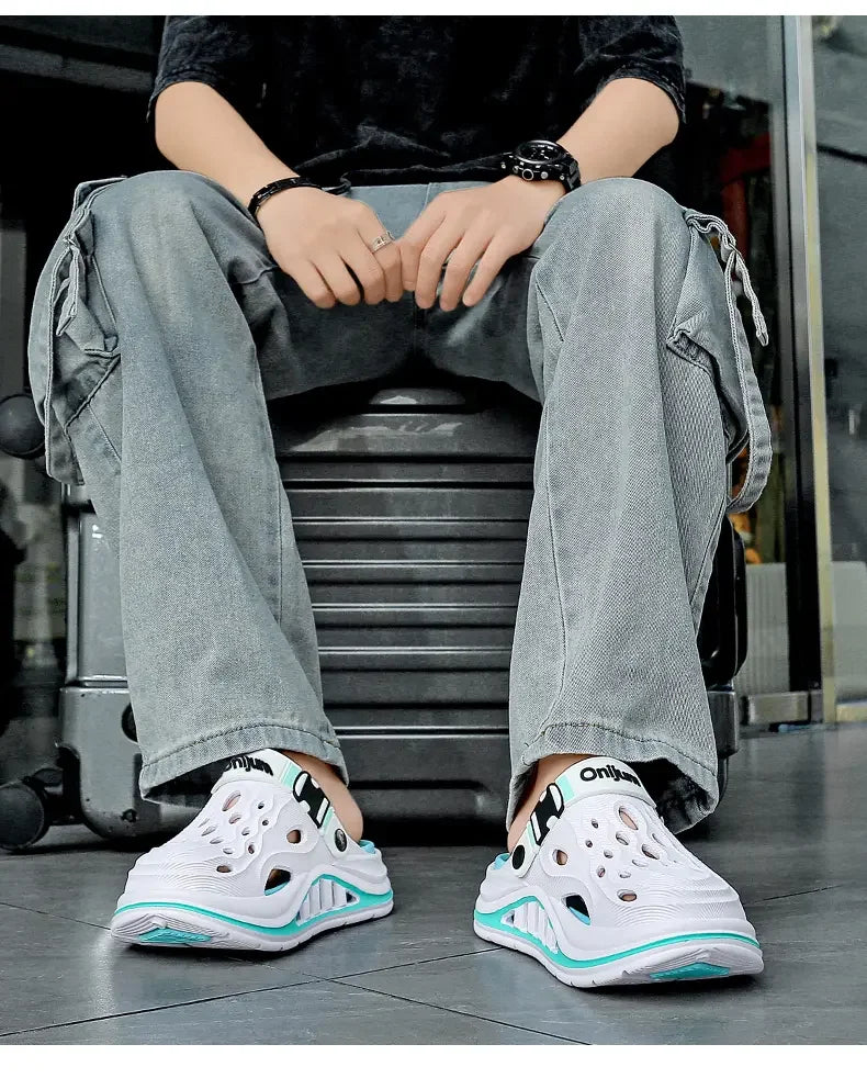 2026 New Men's Holes oes Summer Thi Bot Anti-Slip Driving Beach Slippers Spor Casual EVA Injection Moulding Footwear Pi-Mart