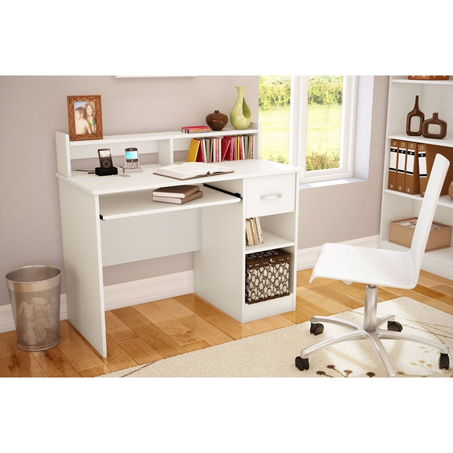 Contemporary Home Office Computer Desk in White Wood Finish LuxuryLifeWay Online Store