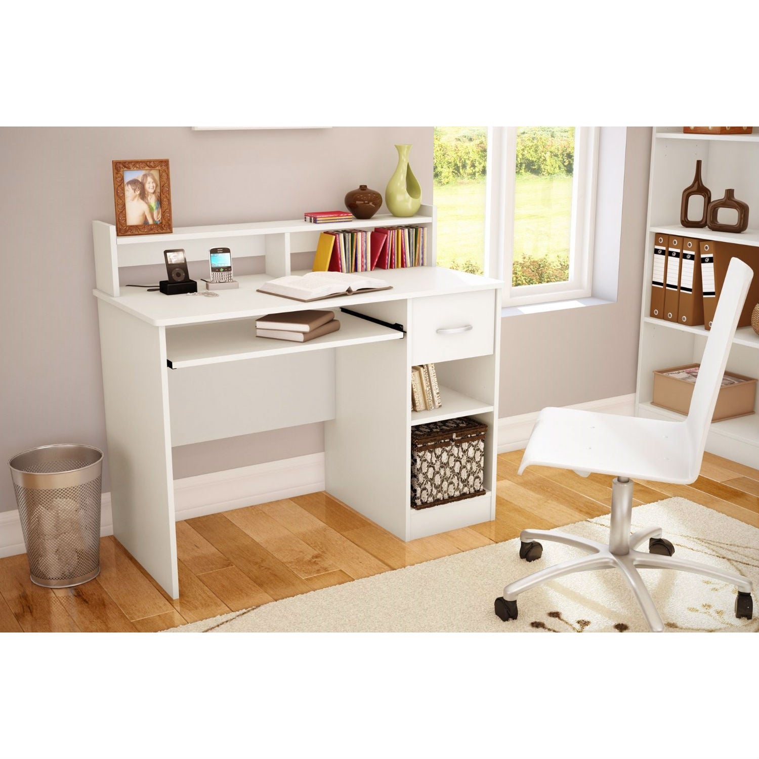 Contemporary Home Office Computer Desk in White Wood Finish LuxuryLifeWay Online Store