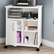 Modern Home Office Printer Stand Cart with Casters in White LuxuryLifeWay Online Store