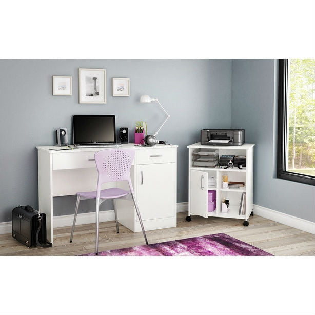 Modern Home Office Printer Stand Cart with Casters in White LuxuryLifeWay Online Store