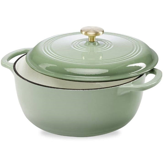 6 Quart Large Sage Green Enamel Cast-Iron Dutch Oven Kitchen Cookware LuxuryLifeWay Online Store
