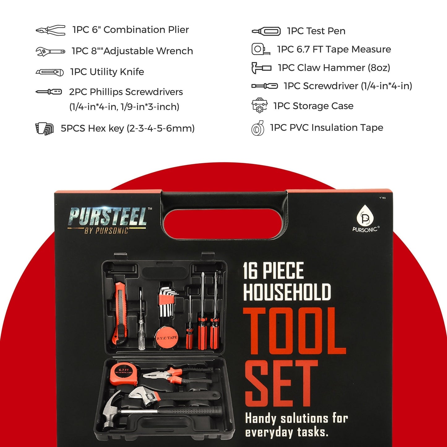 Pursonic Rechargeable Electric Scrubber & Handy Solutions 9-Piece Tool Kit Home Cleaning & Repair Bundle LuxuryLifeWay Online Store