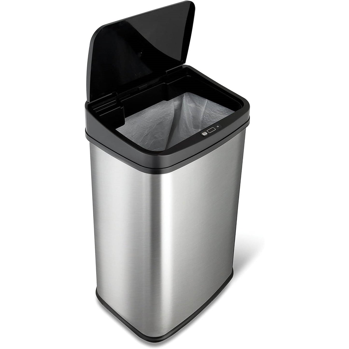 Silver/Black 13-Gallon Stainless Steel Kitchen Trash Can with Motion Sensor Lid LuxuryLifeWay Online Store