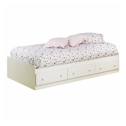 Twin size Platform Bed with 3 Storage Drawers in White Finish LuxuryLifeWay Online Store