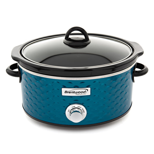 Brentwood Scallop Pattern 4.5 Quart Slow Cooker in Blue LuxuryLifeWay Online Store