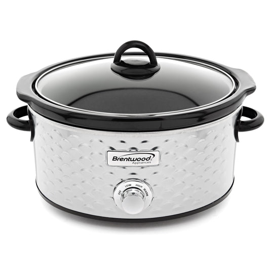 Brentwood Scallop Pattern 4.5 Quart Slow Cooker in Stainless Steel LuxuryLifeWay Online Store