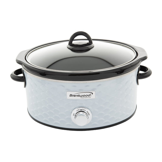 Brentwood Scallop Pattern 4.5 Quart Slow Cooker in White LuxuryLifeWay Online Store