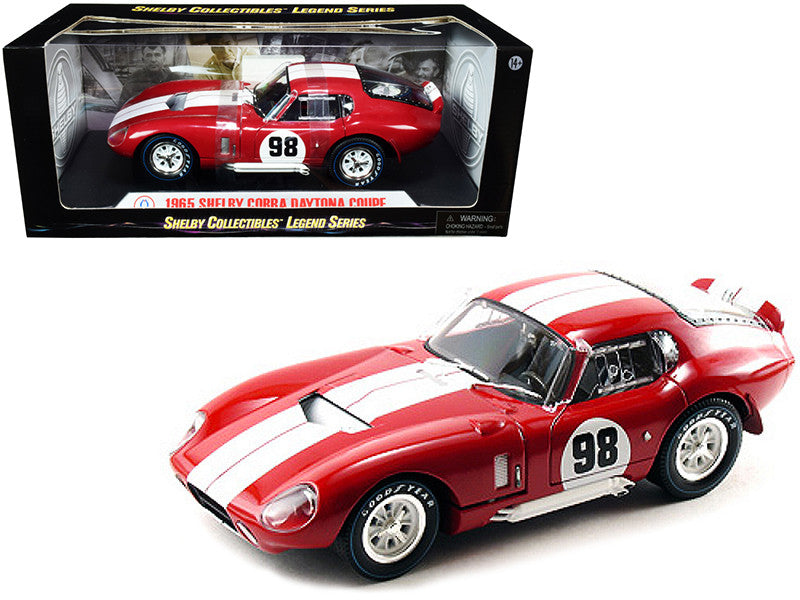 1965 Shelby Cobra Daytona Coupe #98 Red with White Stripes 1/18 Diecast Model Car by Shelby Collectibles LuxuryLifeWay Online Store