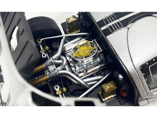 1966 Ford GT-40 MKII #F85 Silver Metallic with Black Stripes 1/18 Diecast Model Car by ACME LuxuryLifeWay Online Store