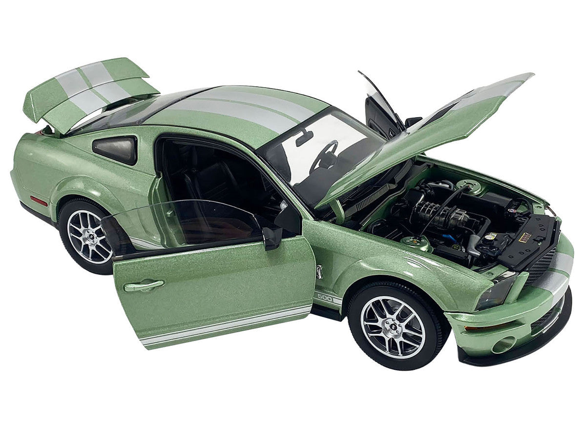 2007 Ford Shelby GT500 Lime Green Metallic with Silver Stripes "Shelby Collectibles" Series 1/18 Diecast Model Car by ACME LuxuryLifeWay Online Store