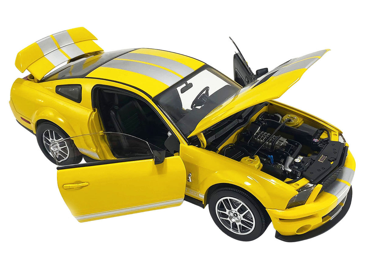 2007 Ford Shelby GT500 Yellow with Silver Stripes "Shelby Collectibles" Series 1/18 Diecast Model Car by ACME LuxuryLifeWay Online Store