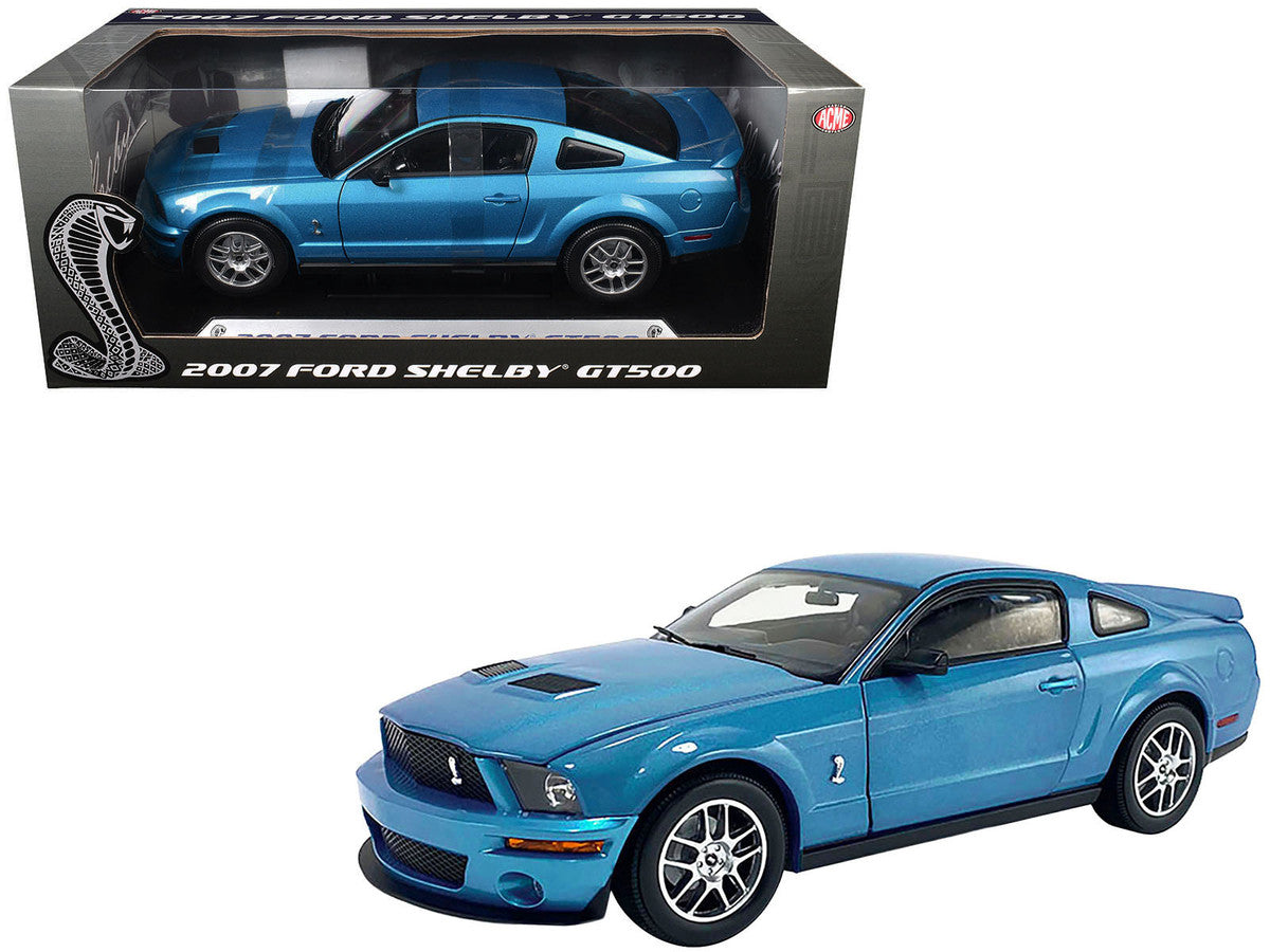 2007 Ford Shelby GT500 Windveil Blue Metallic "Shelby Collectibles" Series 1/18 Diecast Model Car by ACME LuxuryLifeWay Online Store