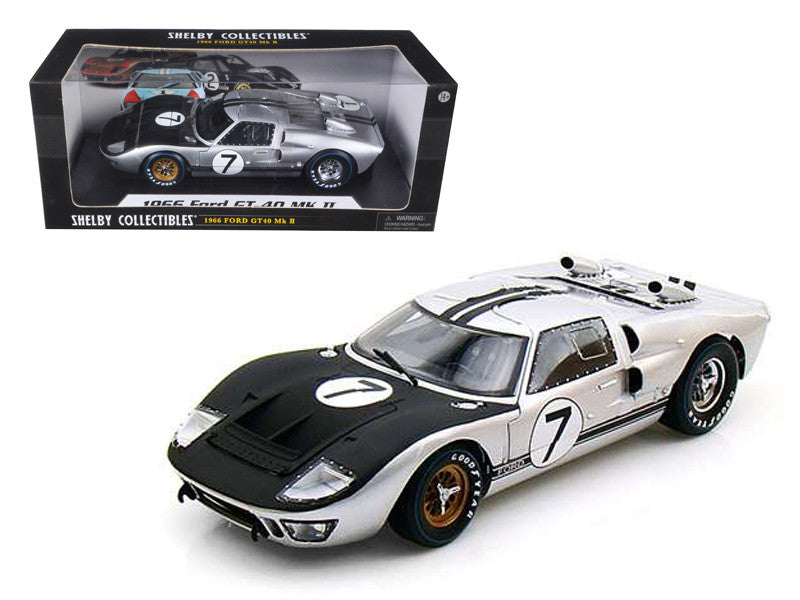 1966 Ford GT-40 MK II #7 Silver 1/18 Diecast Model Car by Shelby Collectibles LuxuryLifeWay Online Store