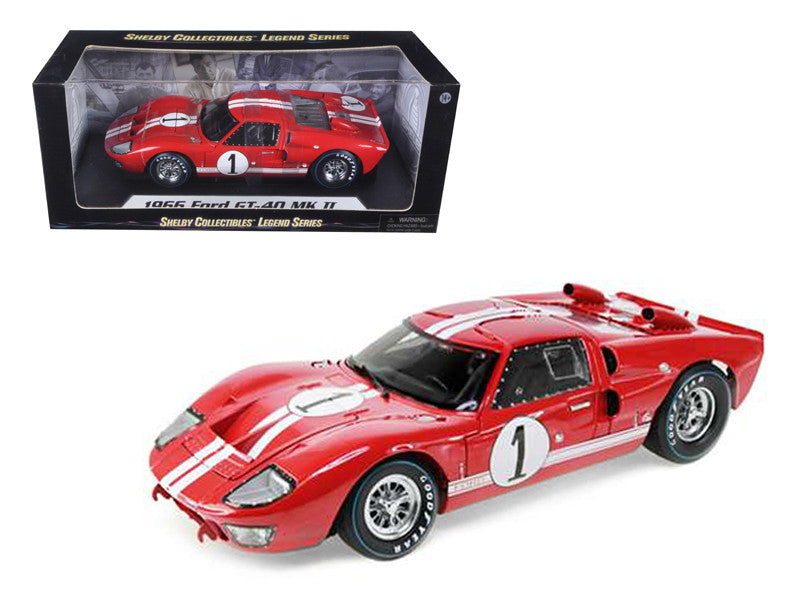 1966 Ford GT-40 MK 2 Red #1 1/18 Diecast Model Car by Shelby Collectibles LuxuryLifeWay Online Store