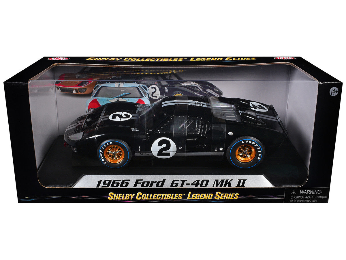1966 Ford GT-40 MK II #2 Black 1/18 Diecast Model Car by Shelby Collectibles LuxuryLifeWay Online Store