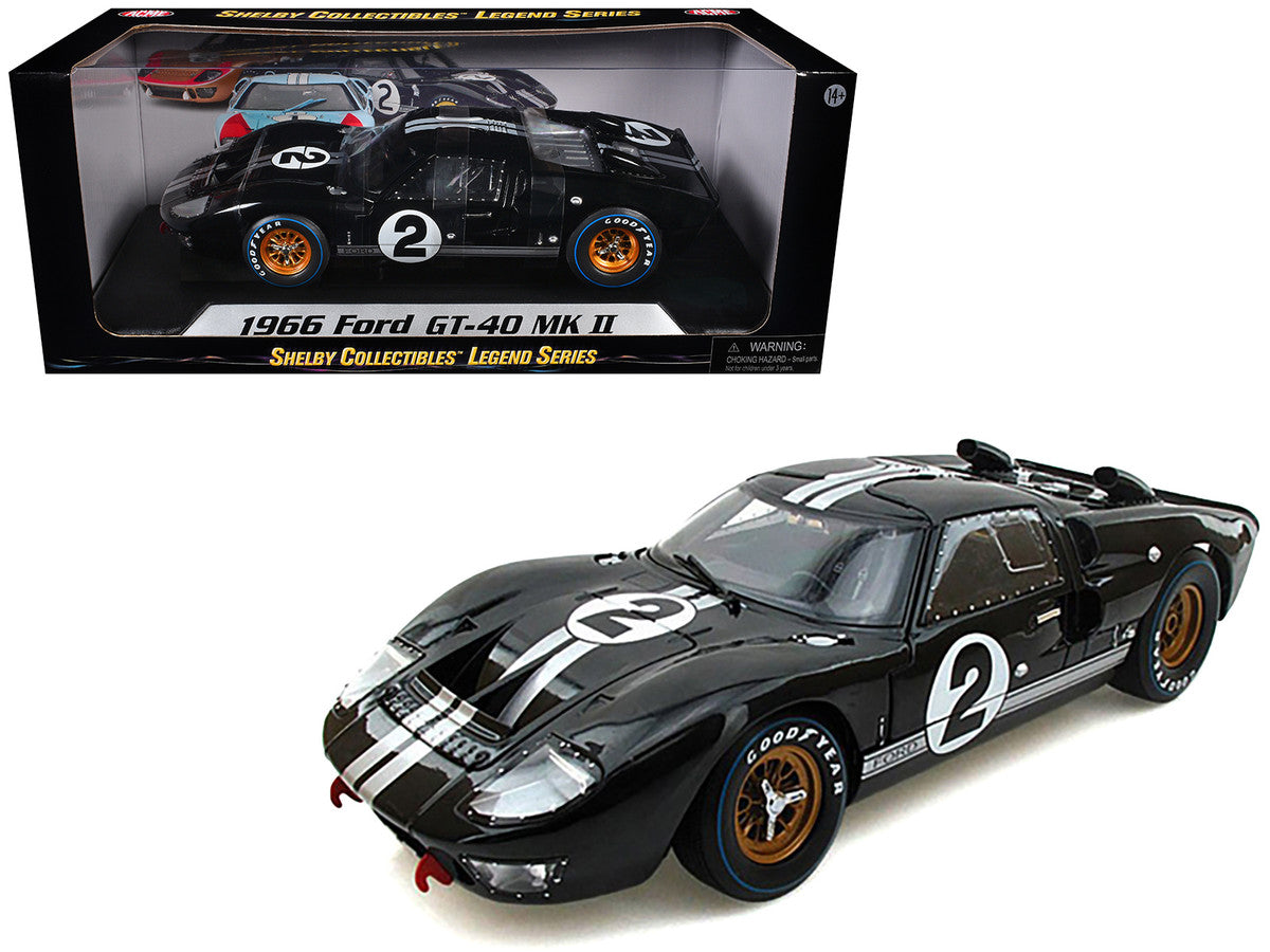 1966 Ford GT-40 MK II #2 Black 1/18 Diecast Model Car by Shelby Collectibles LuxuryLifeWay Online Store