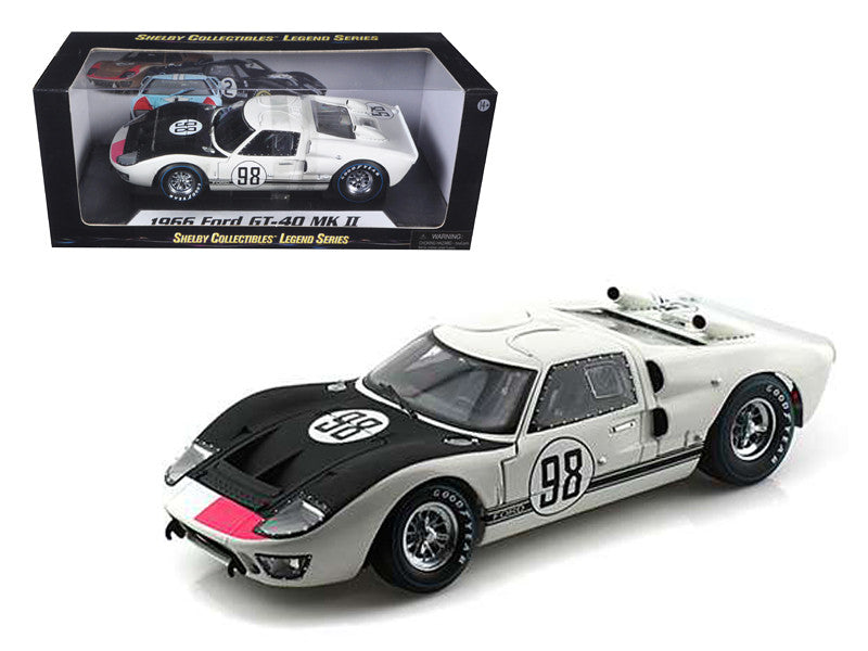 1966 Ford GT-40 MK 2 #98 White 1/18 Diecast Car Model by Shelby Collectibles LuxuryLifeWay Online Store