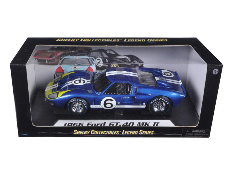 1966 Ford GT-40 MK 2 Blue #6 1/18 Diecast Car Model by Shelby Collectibles LuxuryLifeWay Online Store
