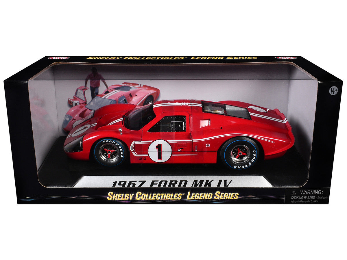 Ford GT MK IV #1 Red with White Stripes 24H of Le Mans (1967) 1/18 Diecast Model Car by Shelby Collectibles LuxuryLifeWay Online Store