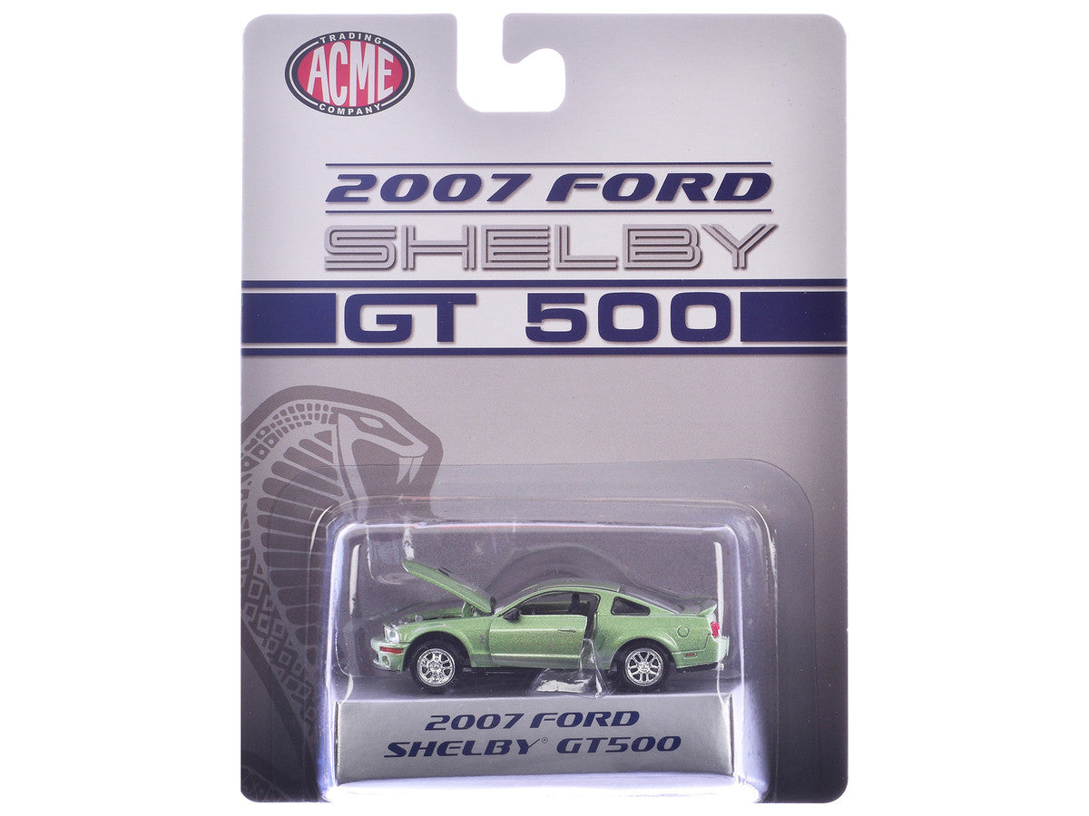 2007 Ford Shelby GT500 Lime Green Metallic with Silver Stripes "Shelby Collectibles" Series 1/64 Diecast Model Car by ACME LuxuryLifeWay Online Store
