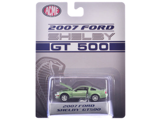2007 Ford Shelby GT500 Lime Green Metallic with Silver Stripes "Shelby Collectibles" Series 1/64 Diecast Model Car by ACME LuxuryLifeWay Online Store