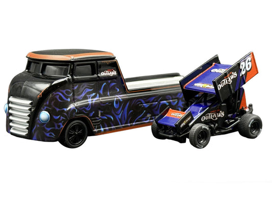 "World Of Outlaws 2026" Winged Sprint Car #26 Black with Stripes and Custom Hauler Black with Graphics 1/64 Diecast Model Cars by ACME LuxuryLifeWay Online Store