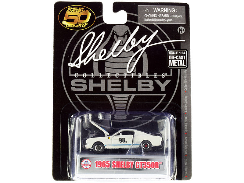 1965 Ford Mustang Shelby GT350R #98B "Terlingua Racing Team" White with Blue Stripes "Shelby American 50 Years" (1962-2012) 1/64 Diecast Model Car by Shelby Collectibles LuxuryLifeWay Online Store