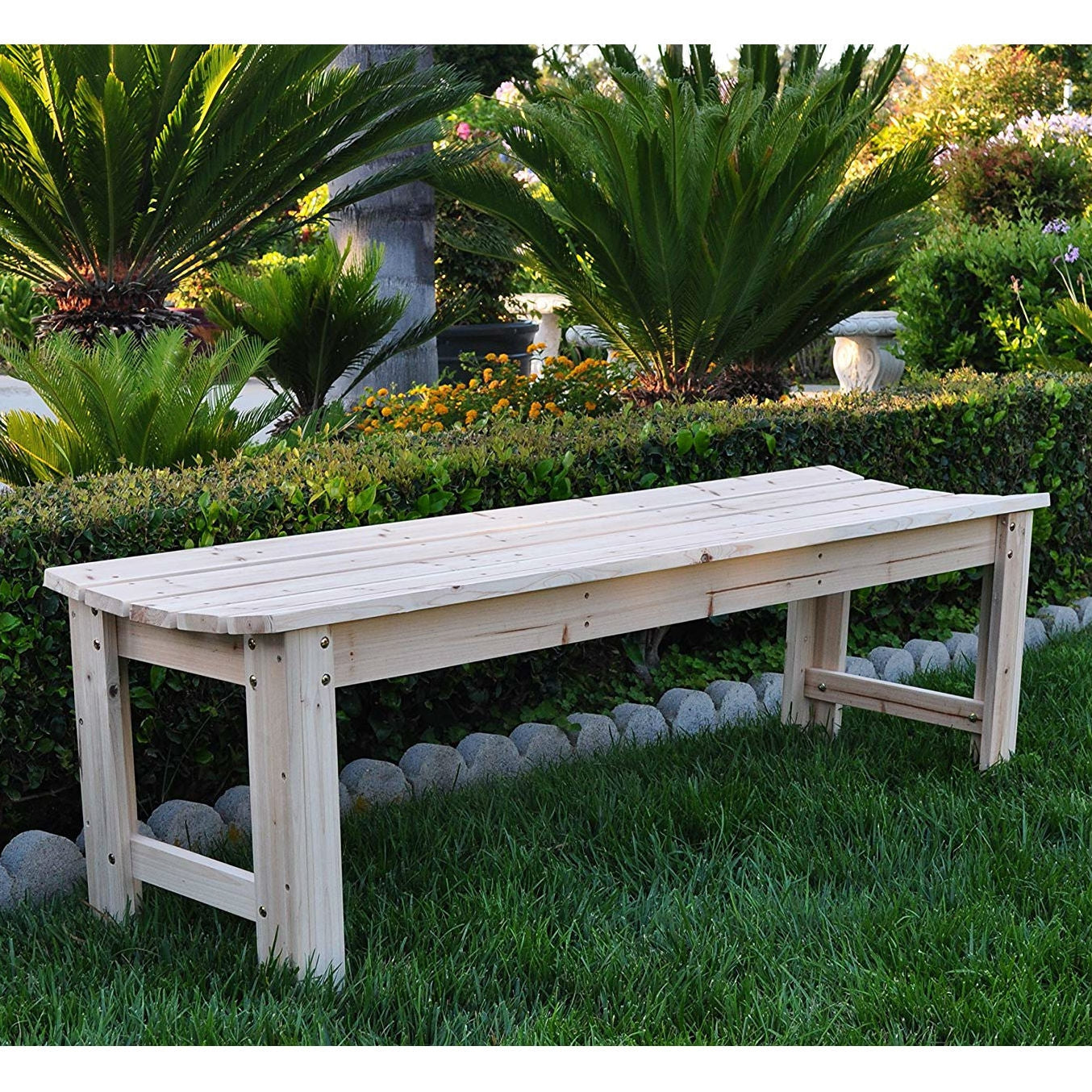 5-Ft Backless Garden Bench in Natural Yellow Cedar Wood LuxuryLifeWay Online Store