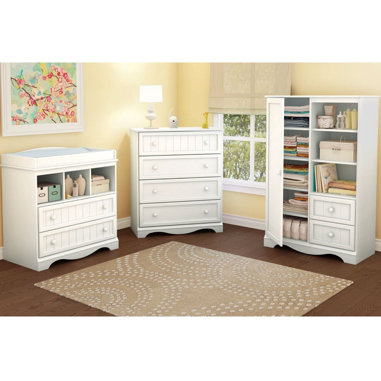 White Wood Baby Diaper Changing Table with 2 Drawers LuxuryLifeWay Online Store