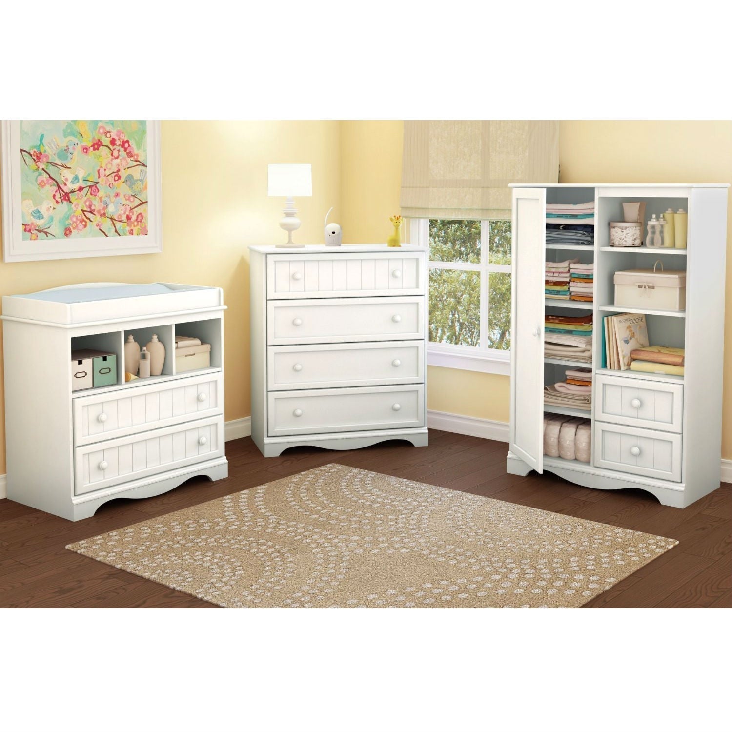 White Wood Baby Diaper Changing Table with 2 Drawers LuxuryLifeWay Online Store