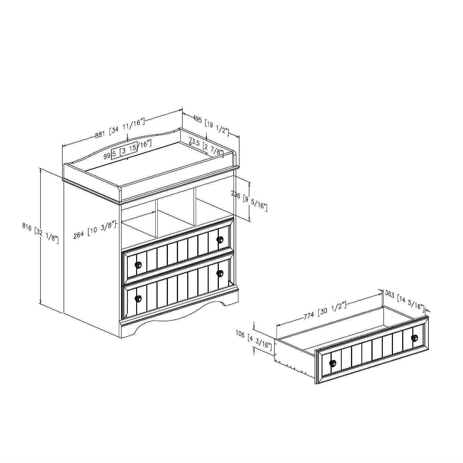White Wood Baby Diaper Changing Table with 2 Drawers LuxuryLifeWay Online Store
