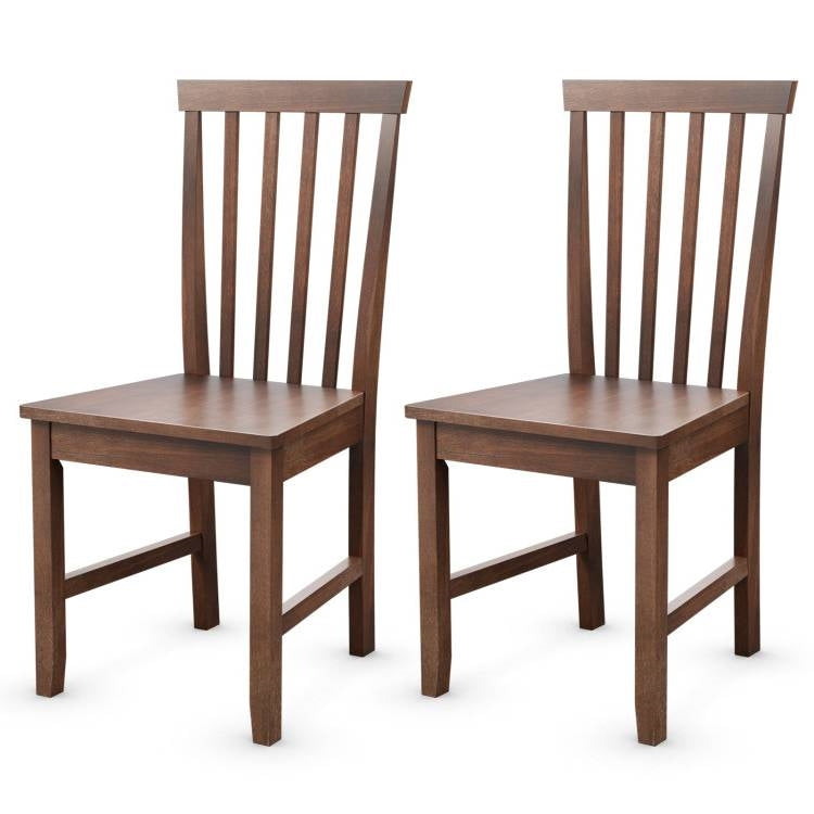 Set of 2 Solid Wood Armless Mission Style Dining Chairs in Walnut Brown Finish LuxuryLifeWay Online Store