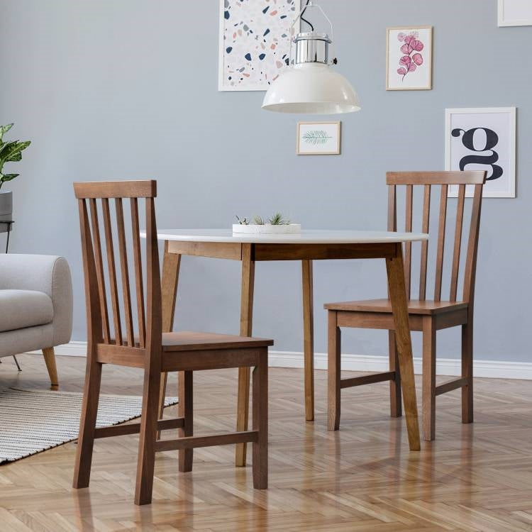 Set of 2 Solid Wood Armless Mission Style Dining Chairs in Walnut Brown Finish LuxuryLifeWay Online Store