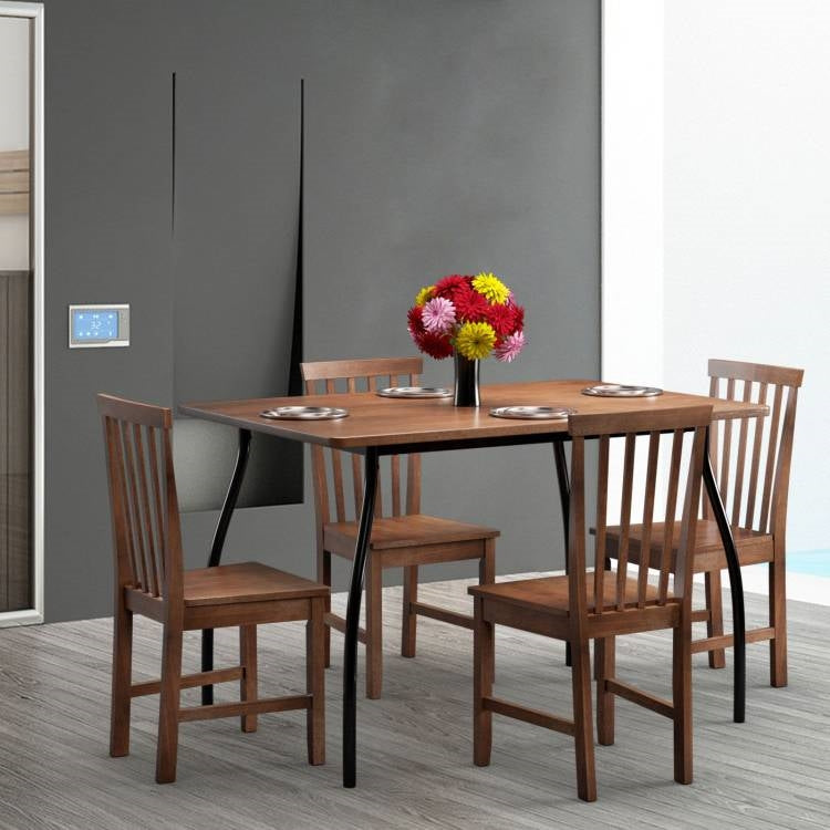 Set of 2 Solid Wood Armless Mission Style Dining Chairs in Walnut Brown Finish LuxuryLifeWay Online Store