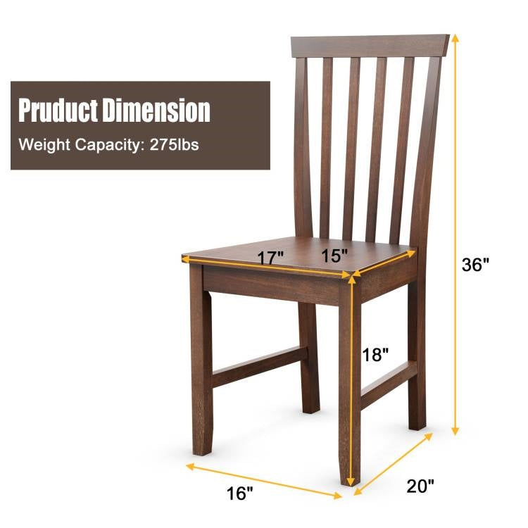 Set of 2 Solid Wood Armless Mission Style Dining Chairs in Walnut Brown Finish LuxuryLifeWay Online Store