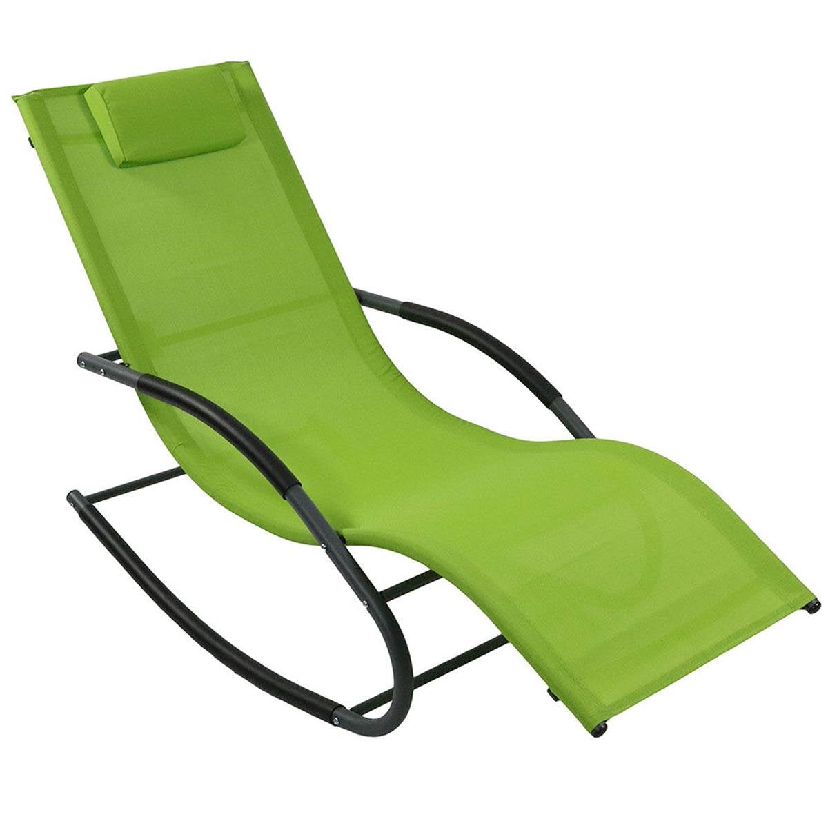 Modern Green Rocking Chaise Lounge Chair Patio Lounger with Pillow LuxuryLifeWay Online Store