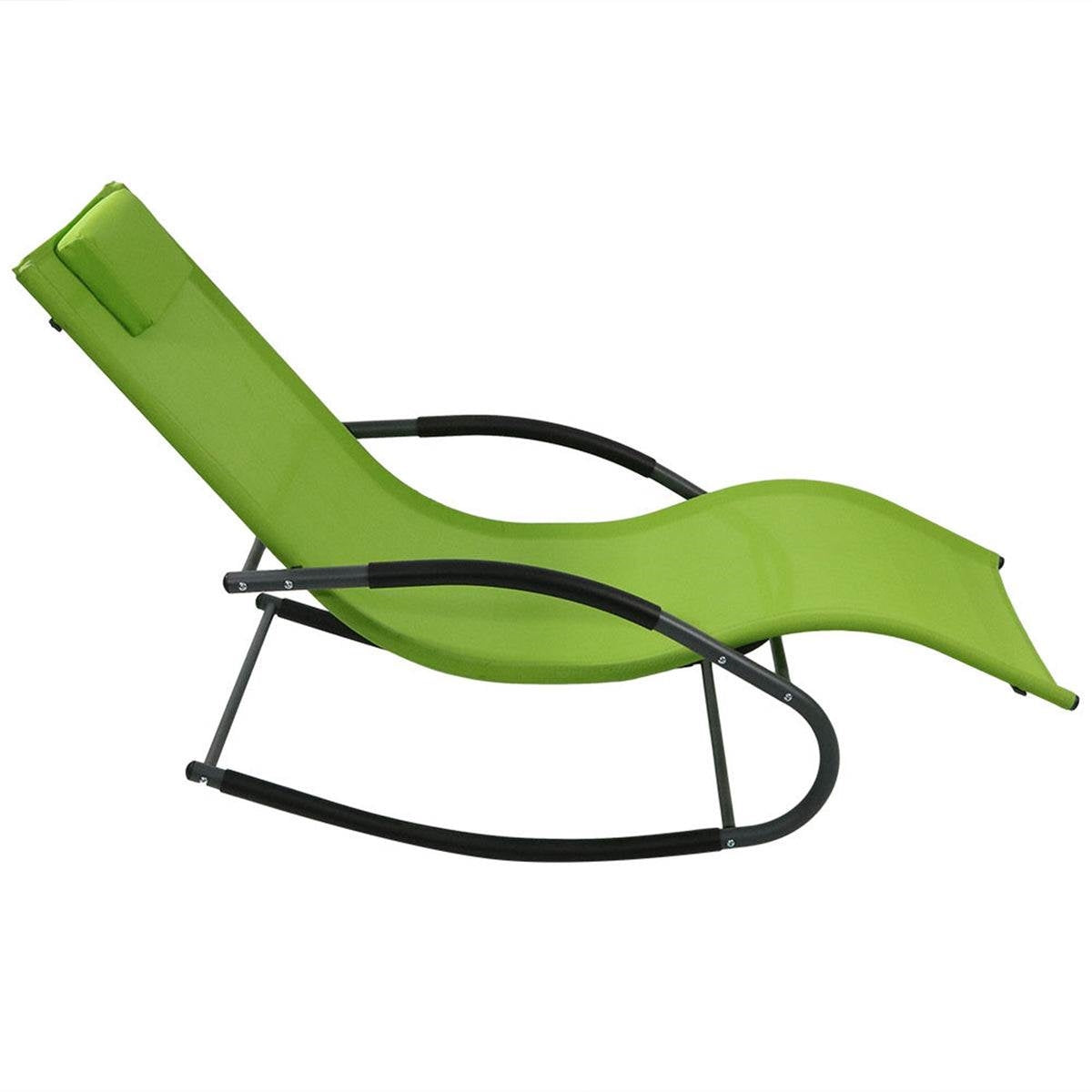 Modern Green Rocking Chaise Lounge Chair Patio Lounger with Pillow LuxuryLifeWay Online Store
