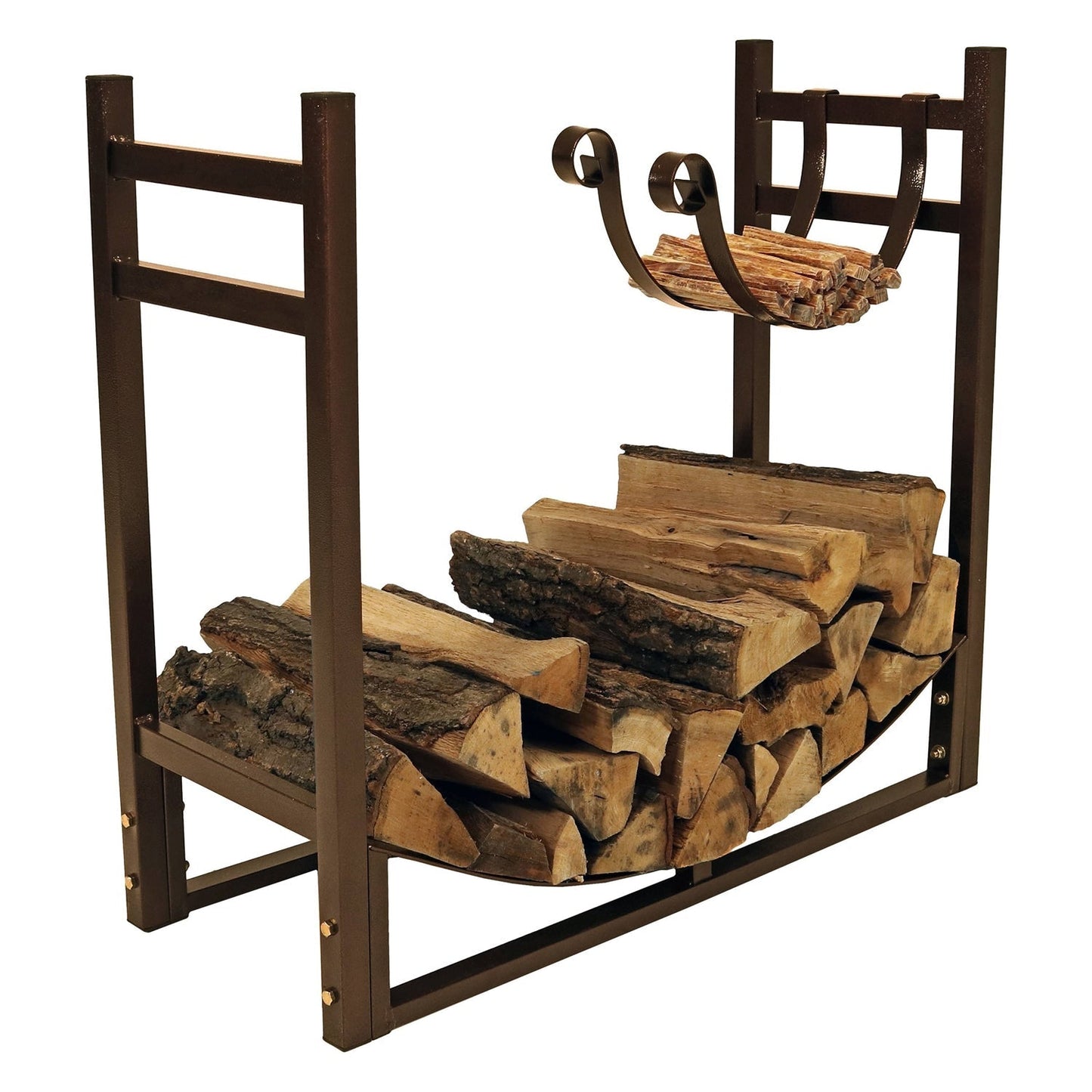 Bronze Metal Indoor/Outdoor Firewood Log Rack with Removeable Kindle Holder LuxuryLifeWay Online Store