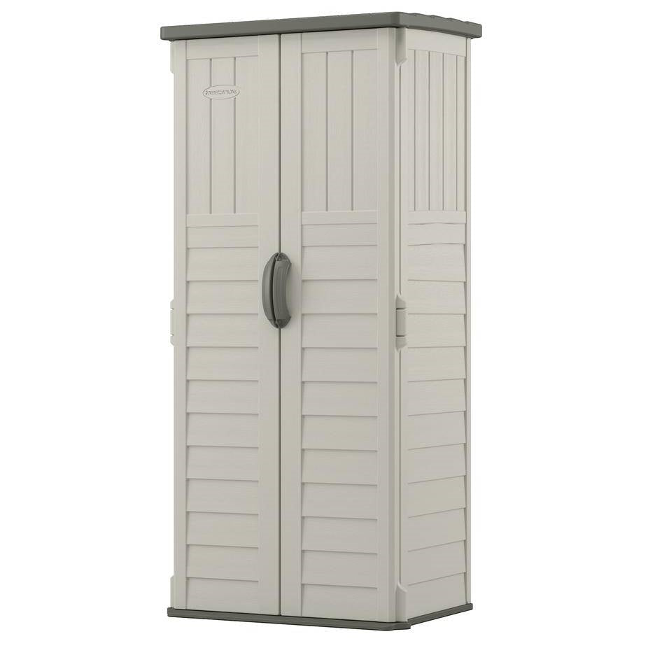 Outdoor Heavy Duty 22 Cubic Ft Vertical Garden Storage Shed in Taupe Grey LuxuryLifeWay Online Store