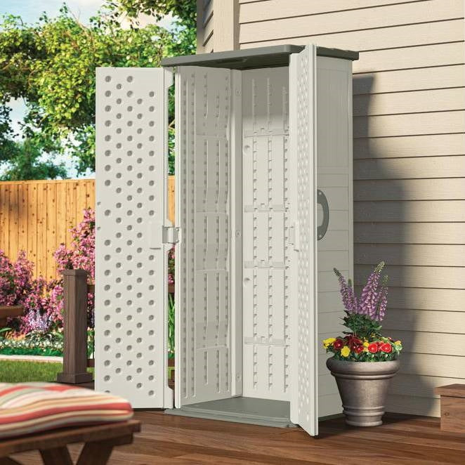 Outdoor Heavy Duty 22 Cubic Ft Vertical Garden Storage Shed in Taupe Grey LuxuryLifeWay Online Store