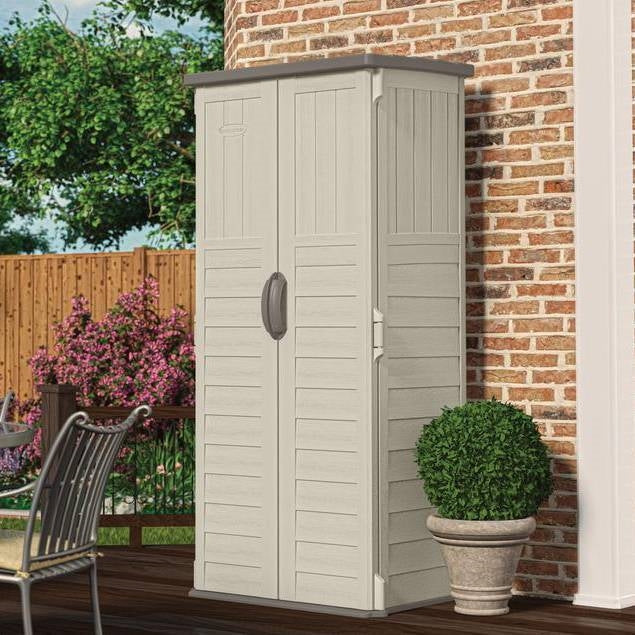 Outdoor Heavy Duty 22 Cubic Ft Vertical Garden Storage Shed in Taupe Grey LuxuryLifeWay Online Store