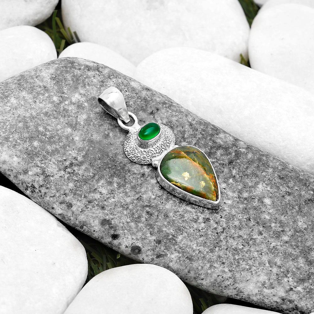 Turquoise Magnesite & Green Onyx Pendant P-1676 SDP119725 LuxuryLifeWay Online Store