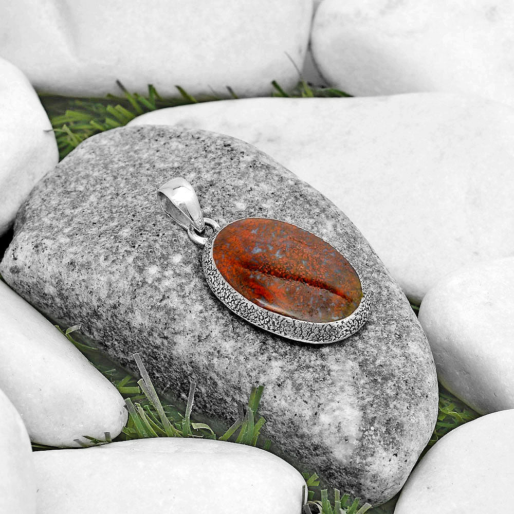 Natural Red Moss Agate Pendant P-1538 SDP121515 LuxuryLifeWay Online Store