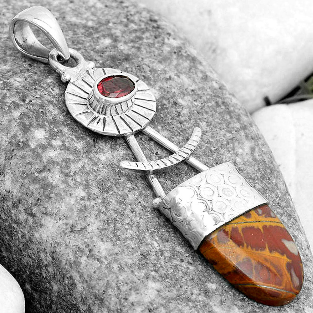 Natural Noreena Jasper & Garnet Pendant P-1193 SDP123141 LuxuryLifeWay Online Store