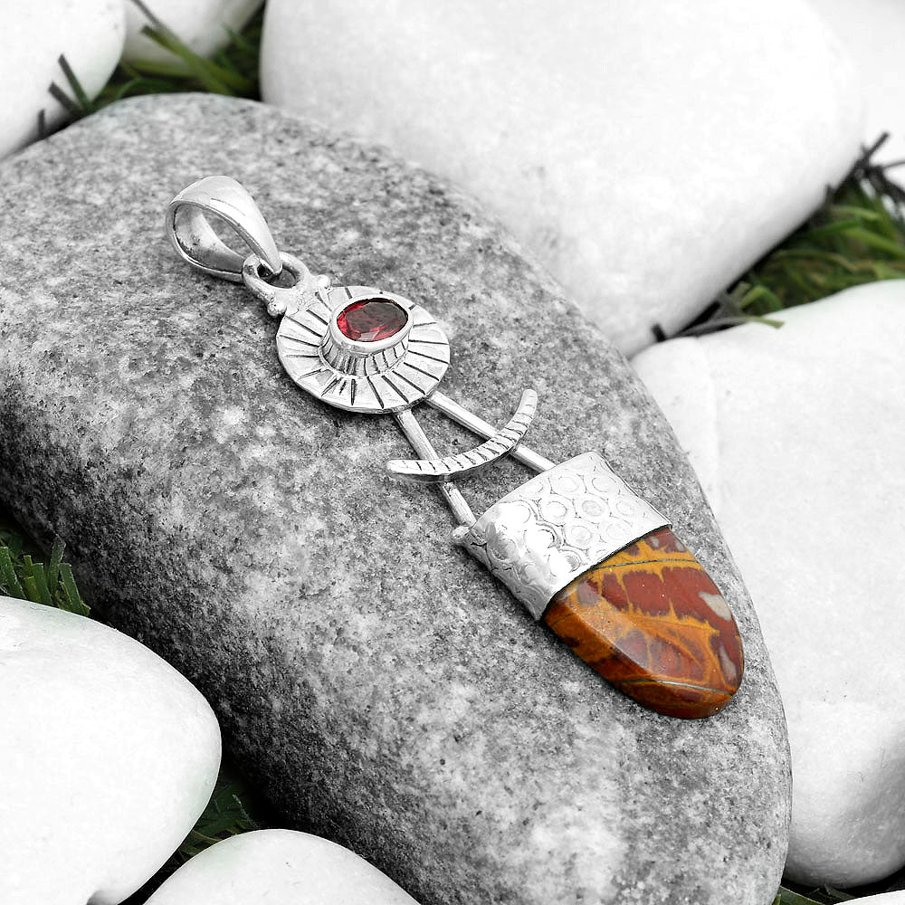 Natural Noreena Jasper & Garnet Pendant P-1193 SDP123141 LuxuryLifeWay Online Store