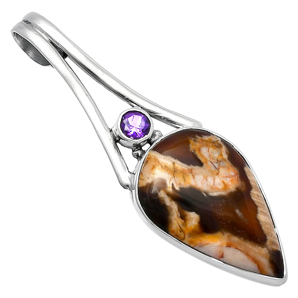 Natural Peanut Wood & Amethyst Pendant P-1006 SDP142994 LuxuryLifeWay Online Store